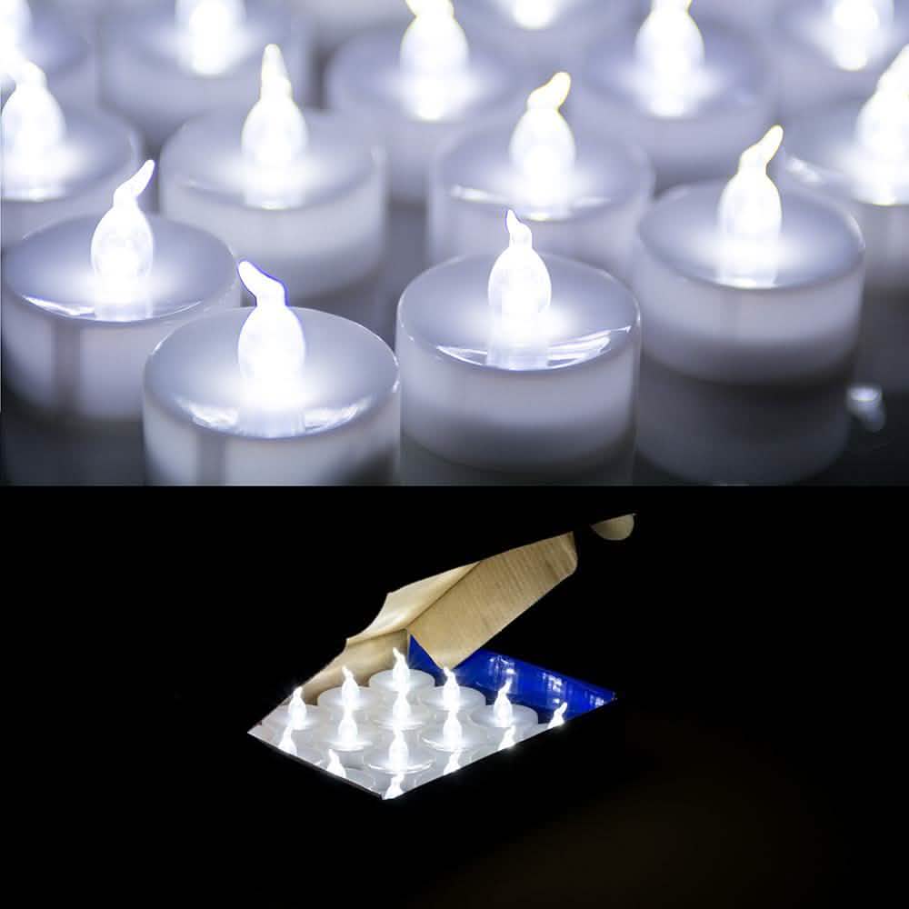24-Pack: White LED Tealight Timer Candles Battery Operated Flameless Smokeless DailySale