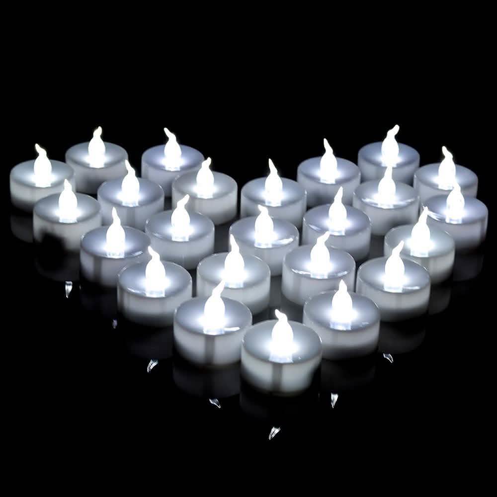 24-Pack: White LED Tealight Timer Candles Battery Operated Flameless Smokeless DailySale