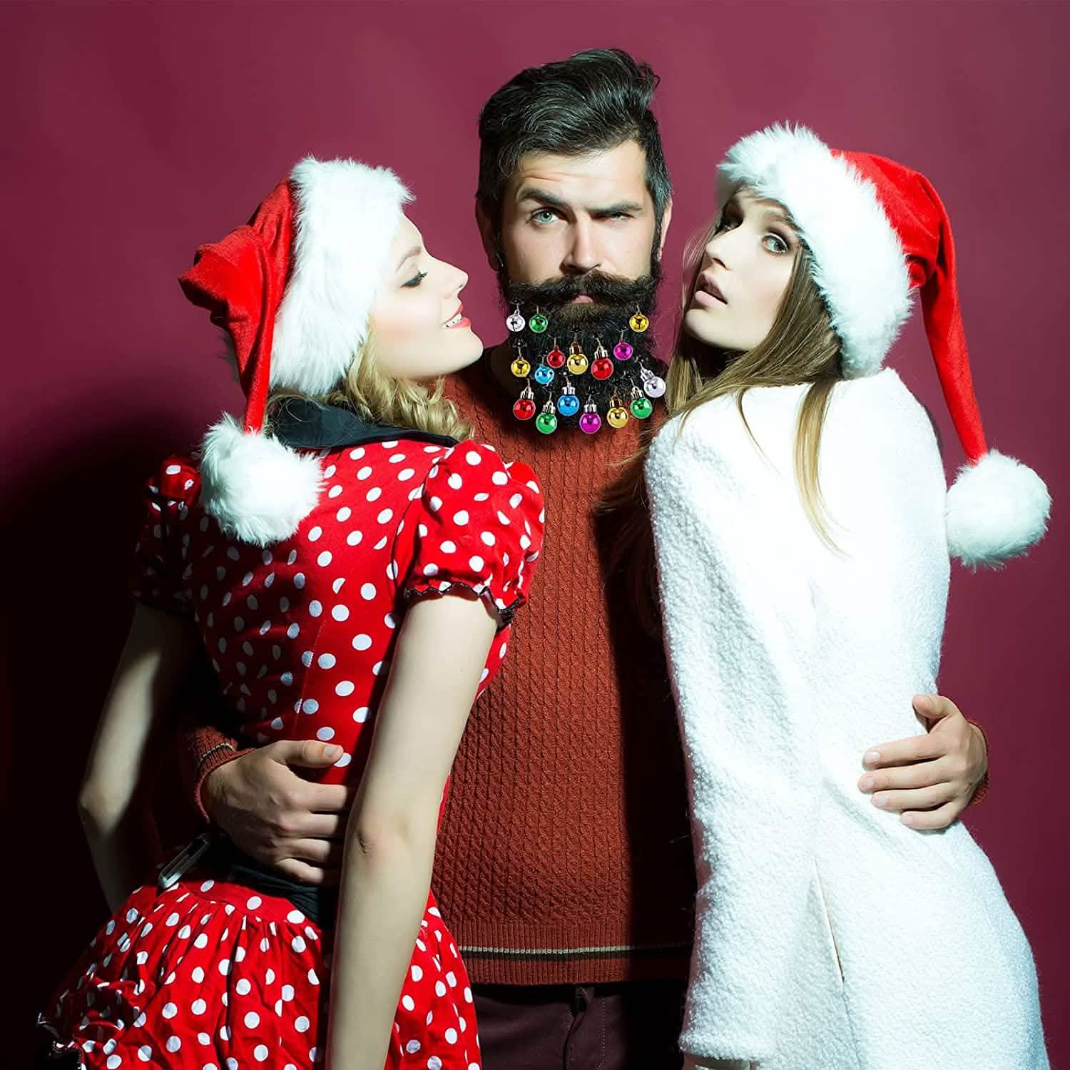 24-Piece: Christmas Beard Baubles Ornaments Santa Claus Beard Bells DailySale