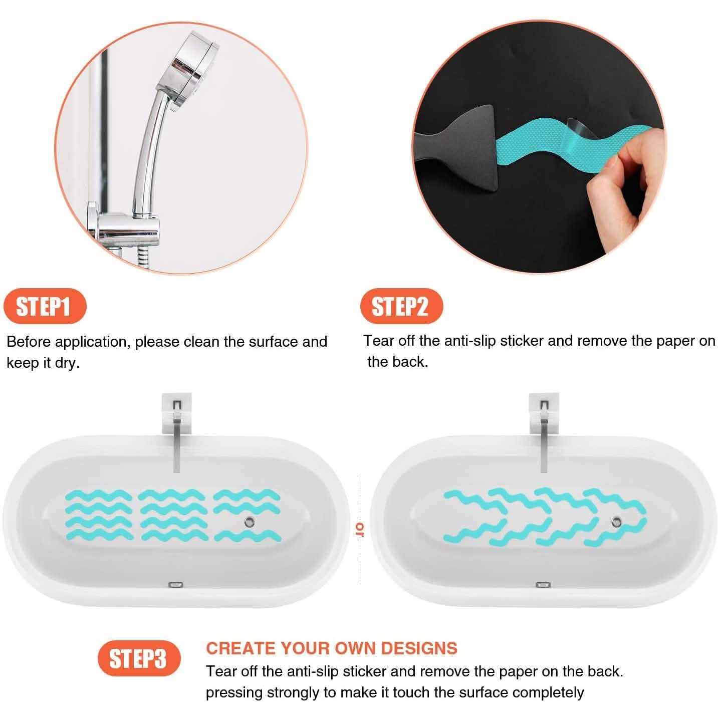 24-Piece: Safe Tub Strips Adhesive Non-Slip Shower Stickers Set DailySale