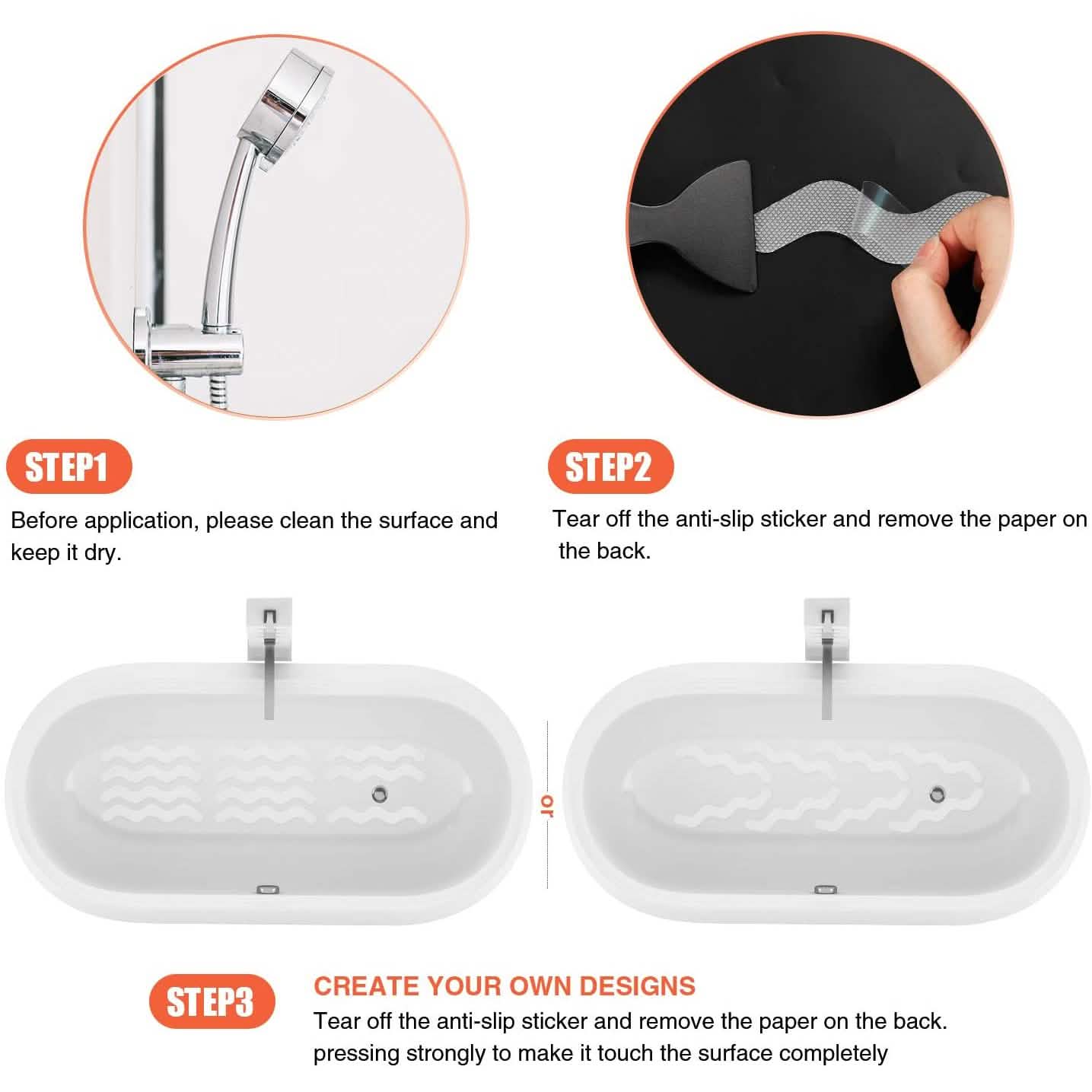 24-Piece: Safe Tub Strips Adhesive Non-Slip Shower Stickers Set DailySale