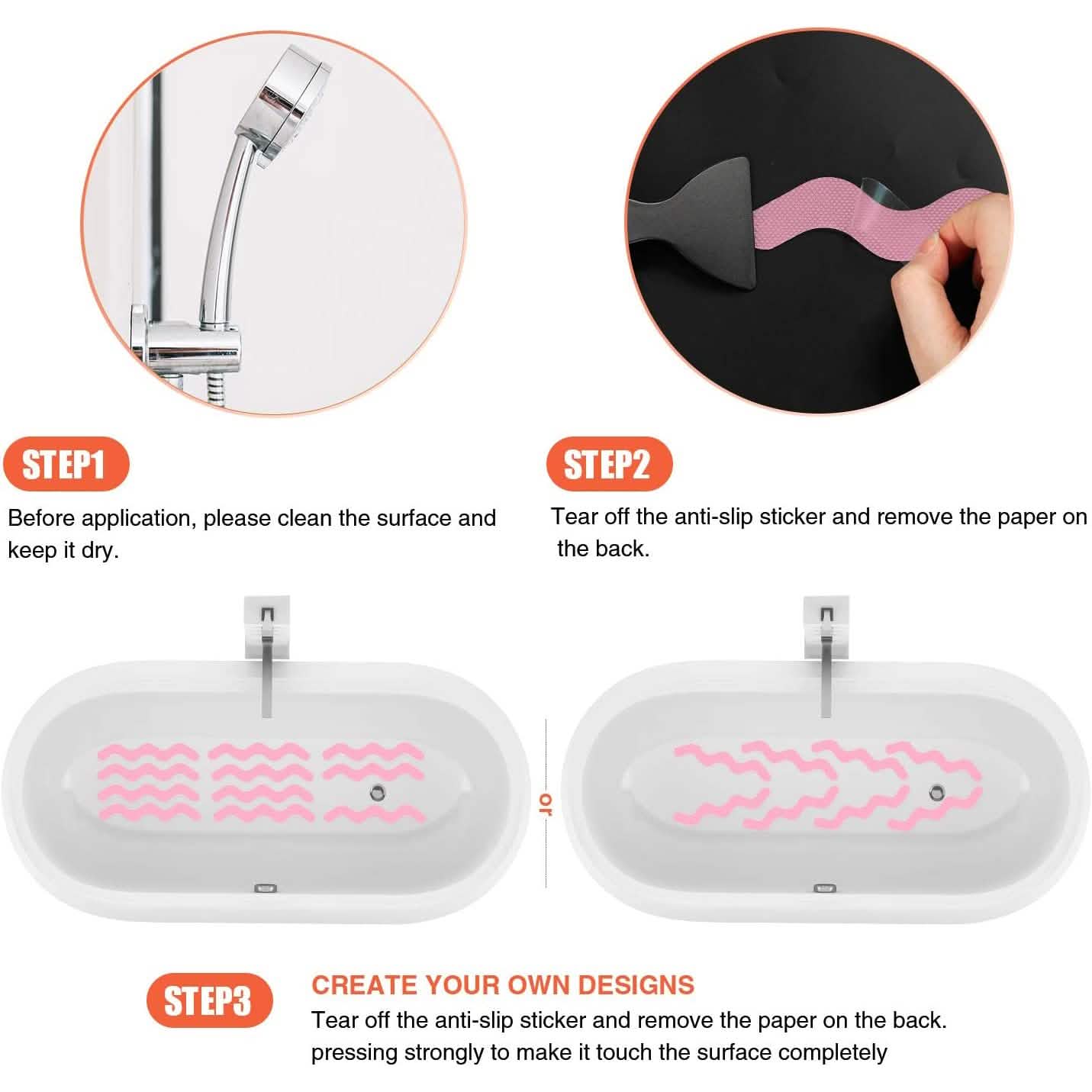 24-Piece: Safe Tub Strips Adhesive Non-Slip Shower Stickers Set DailySale