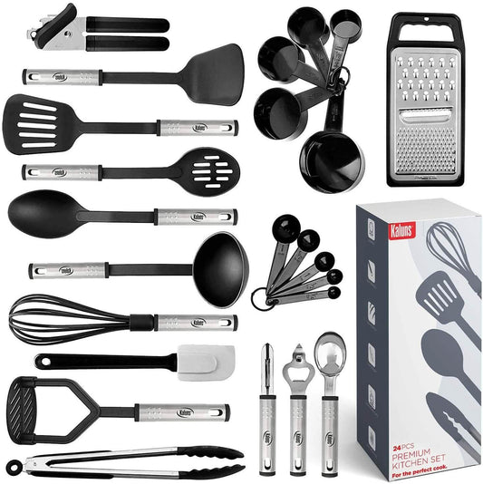 24-Piece Set: Nylon and Stainless Steel Utensil Set DailySale