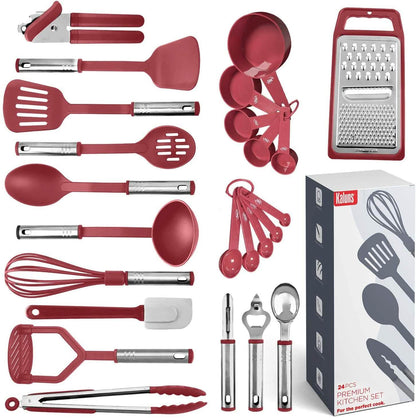 24-Piece Set: Nylon and Stainless Steel Utensil Set DailySale
