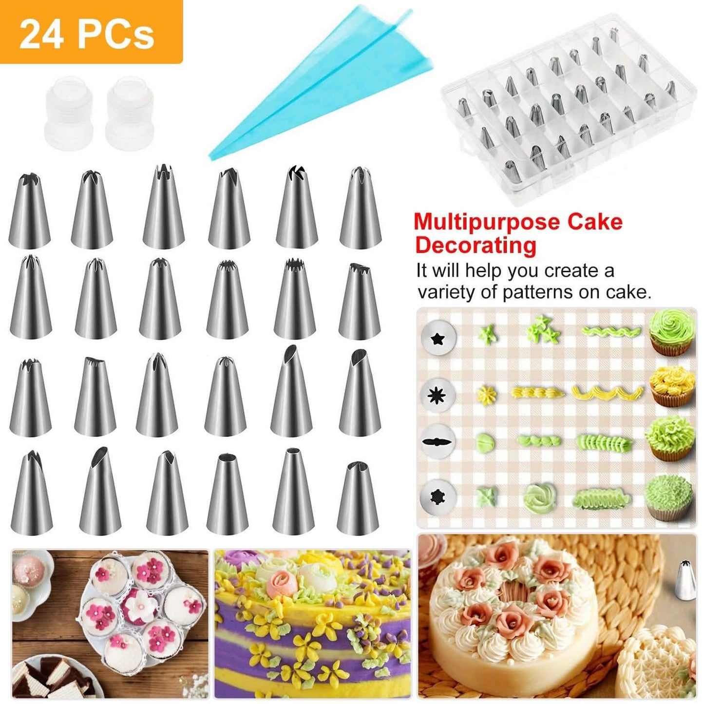 24-Piece: Stainless Steel Cake Decorating Supplies Kit DailySale