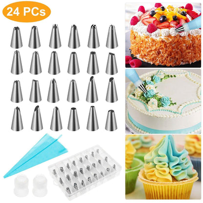 24-Piece: Stainless Steel Cake Decorating Supplies Kit DailySale