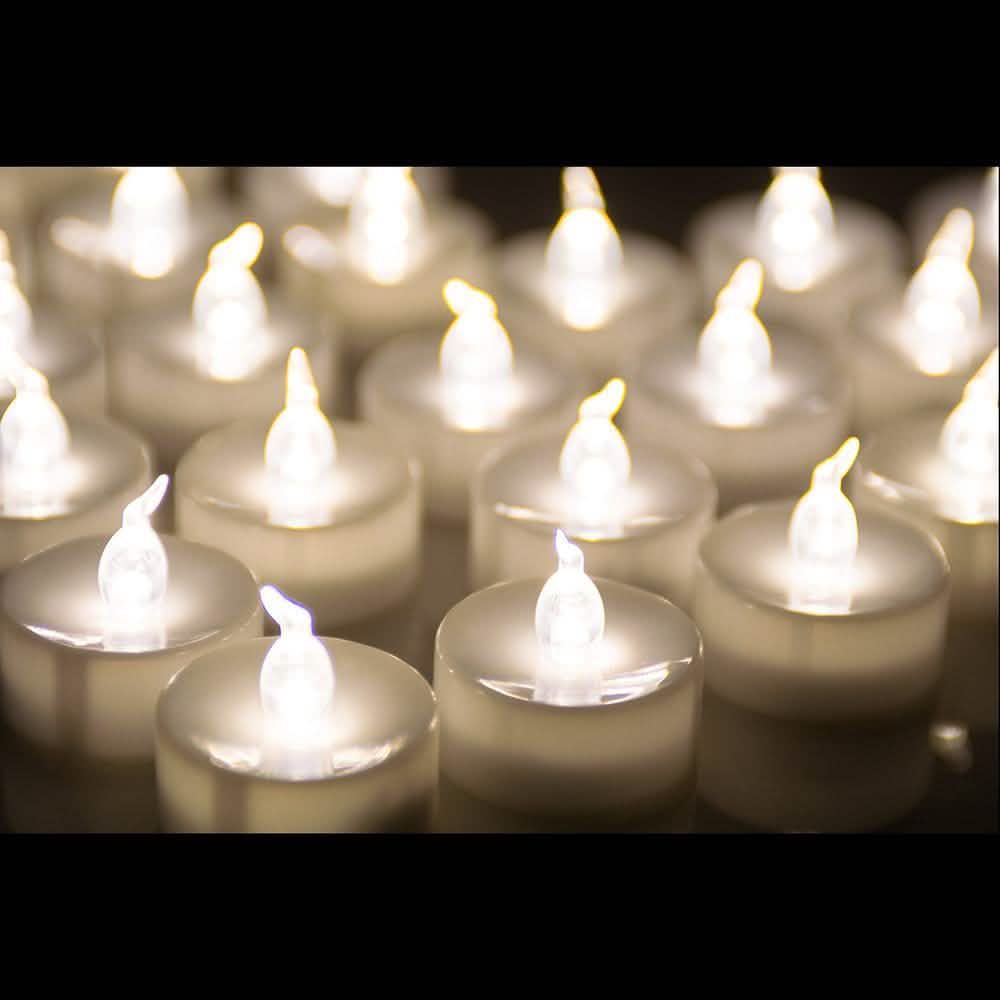 24-Piece: Warm White Tealights Timer Flameless Smokeless Candles DailySale
