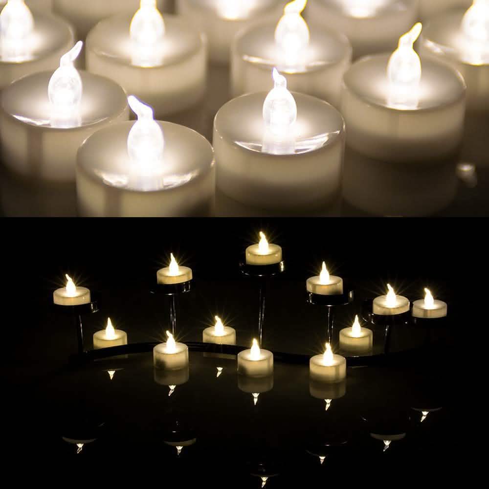 24-Piece: Warm White Tealights Timer Flameless Smokeless Candles DailySale