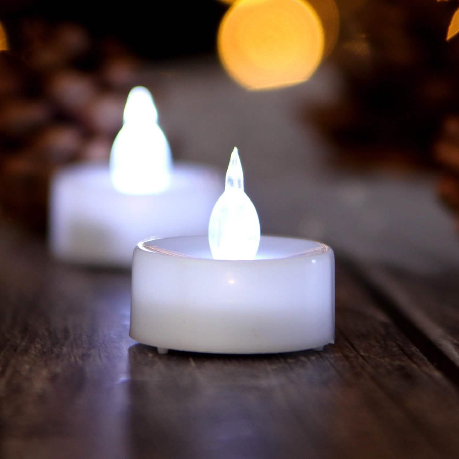24-Pieces: Cool White LED Flameless Tealight Smokeless Timer Candles DailySale
