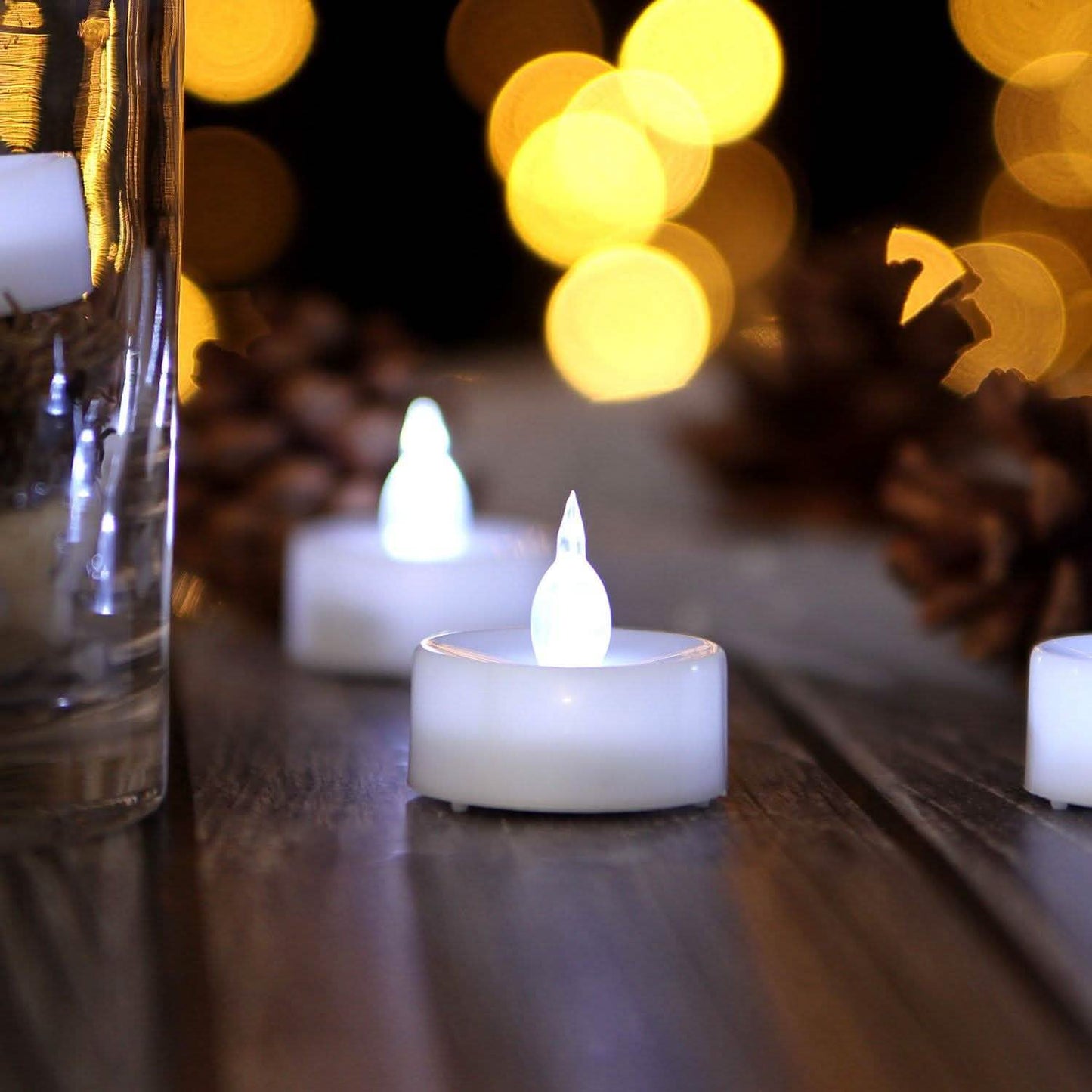 24-Pieces: Cool White LED Flameless Tealight Smokeless Timer Candles DailySale