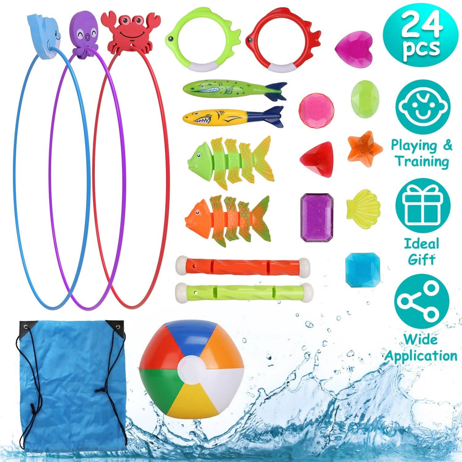 24-Pieces: Diving Toys Swimming Pool for Aged 3+ Years Old DailySale
