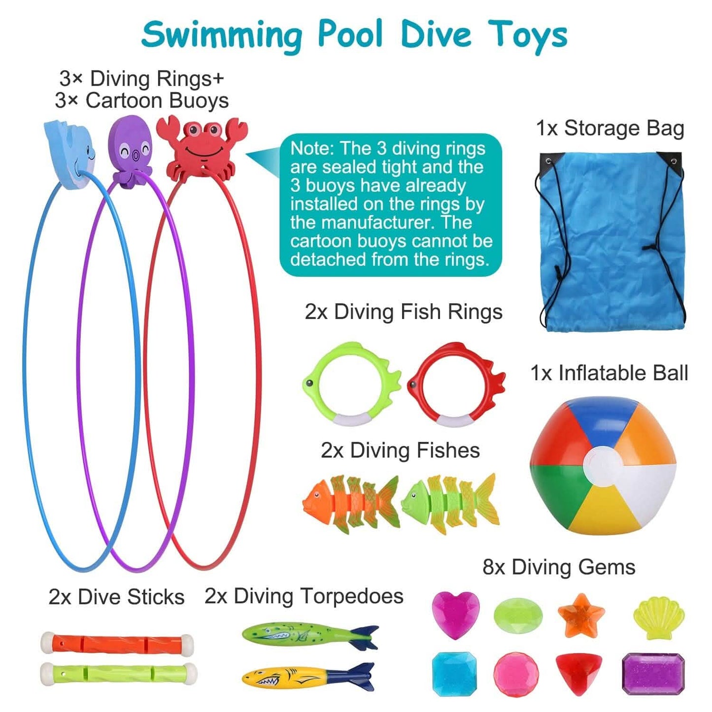24-Pieces: Diving Toys Swimming Pool for Aged 3+ Years Old DailySale