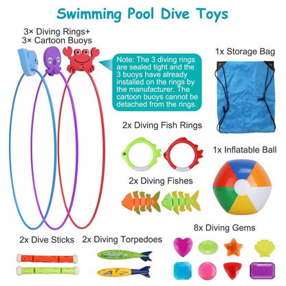 24-Pieces: Diving Toys Swimming Pool for Aged 3+ Years Old DailySale