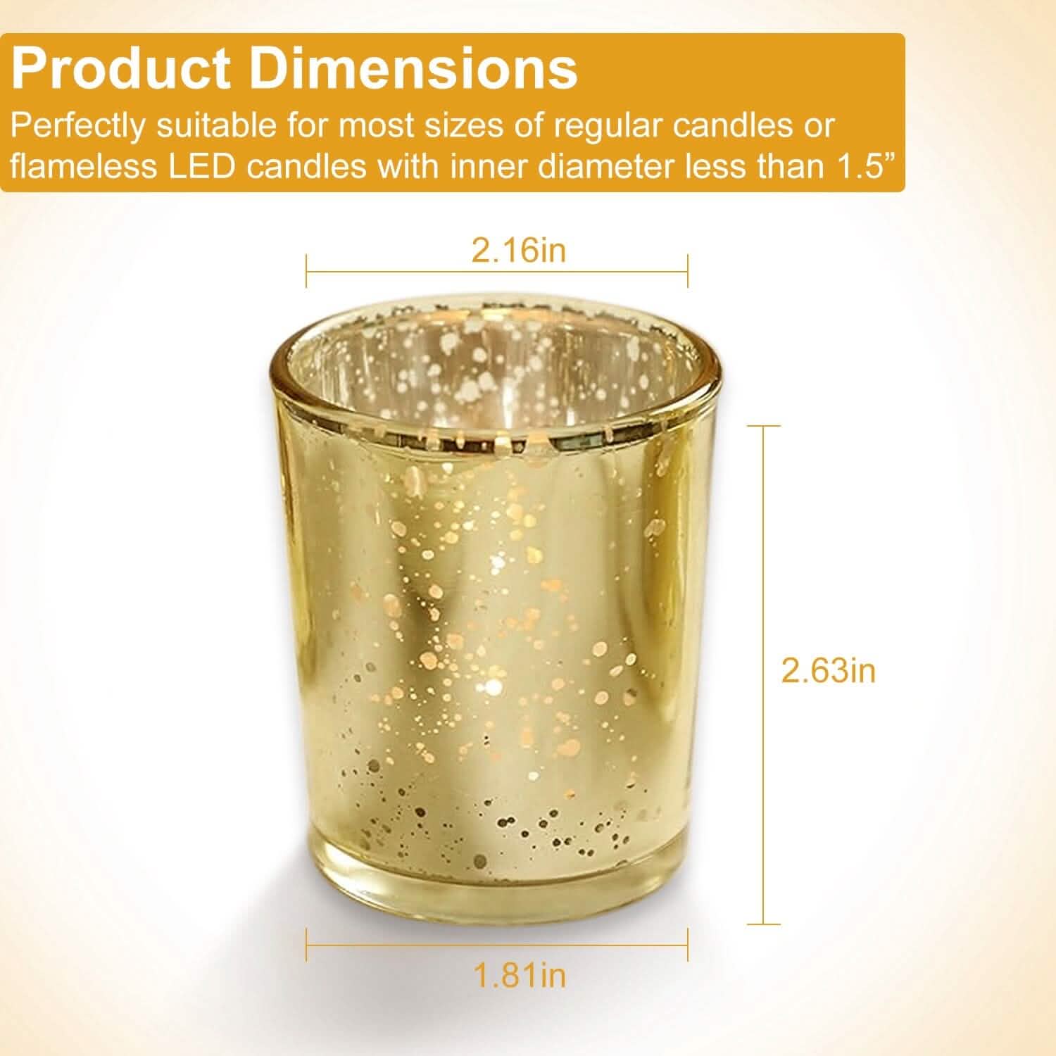 24-Pieces Gold Votive Tealights Candle Holder Mercury Glass DailySale