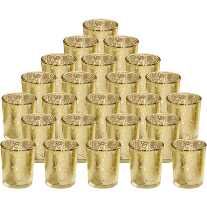 24-Pieces Gold Votive Tealights Candle Holder Mercury Glass DailySale