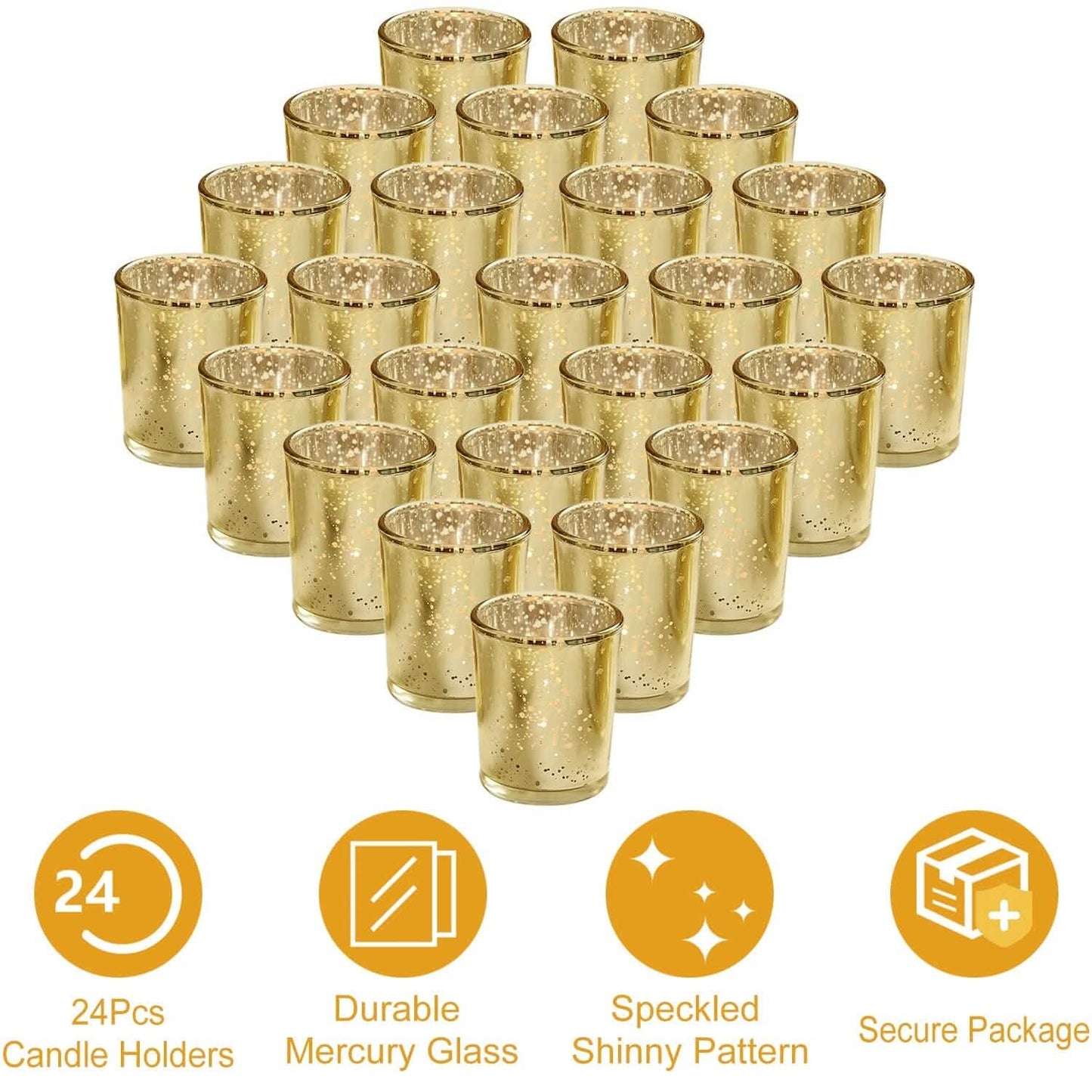 24-Pieces Gold Votive Tealights Candle Holder Mercury Glass DailySale