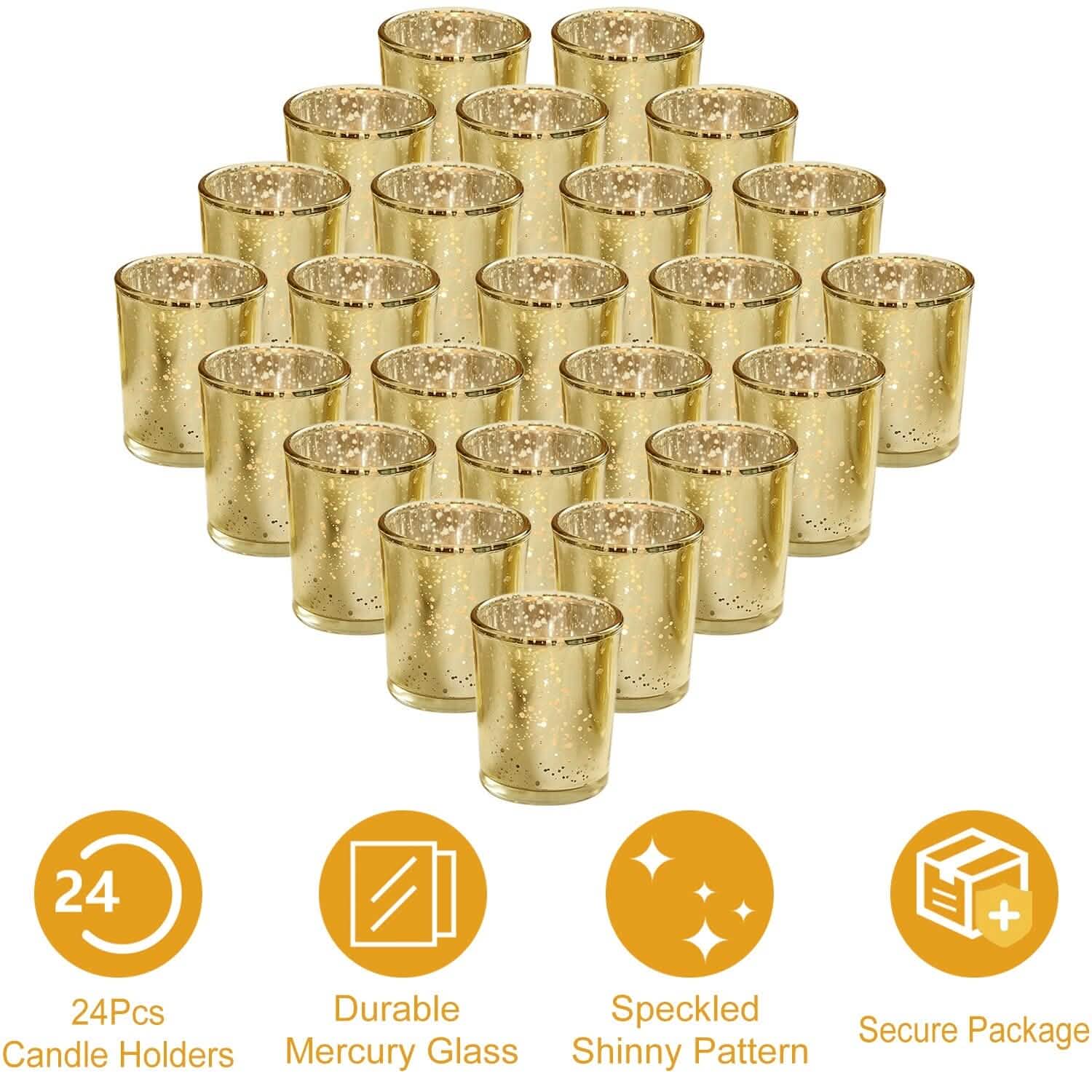 24-Pieces Gold Votive Tealights Candle Holder Mercury Glass DailySale