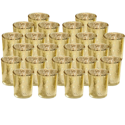 24-Pieces Gold Votive Tealights Candle Holder Mercury Glass DailySale