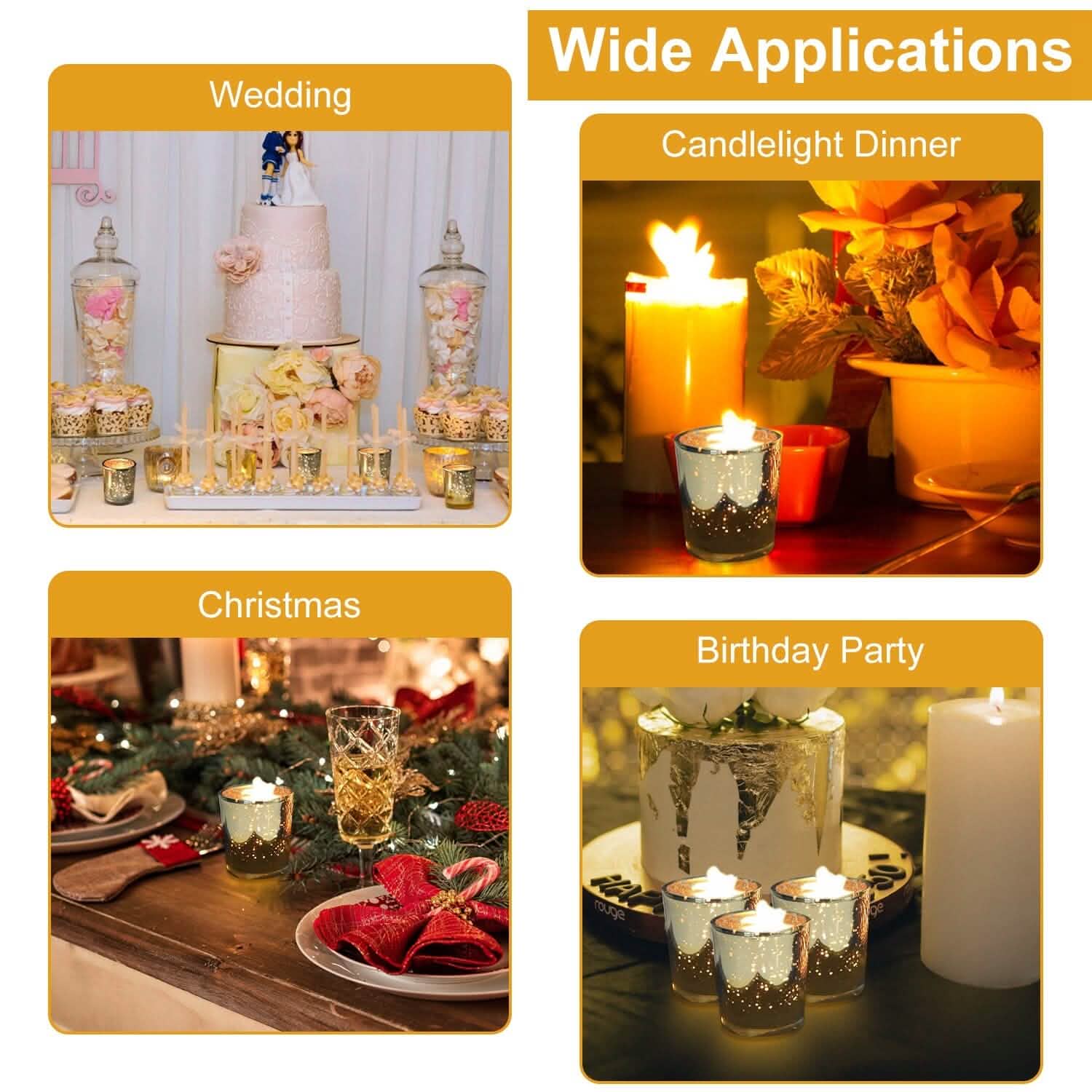 24-Pieces Gold Votive Tealights Candle Holder Mercury Glass DailySale