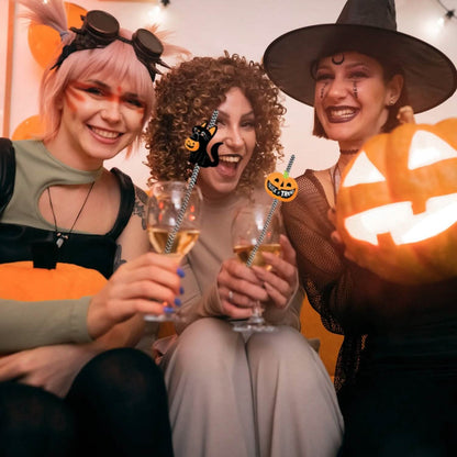 24-Pieces: Halloween Party Striped Decorative Paper Straws DailySale
