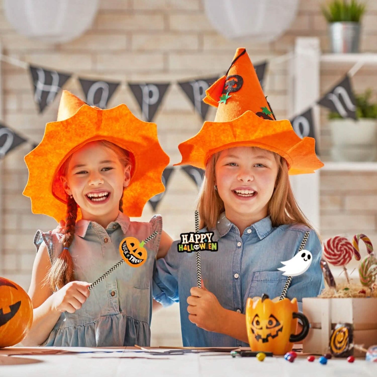 24-Pieces: Halloween Party Striped Decorative Paper Straws DailySale