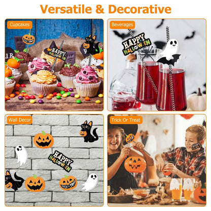 24-Pieces: Halloween Party Striped Decorative Paper Straws DailySale