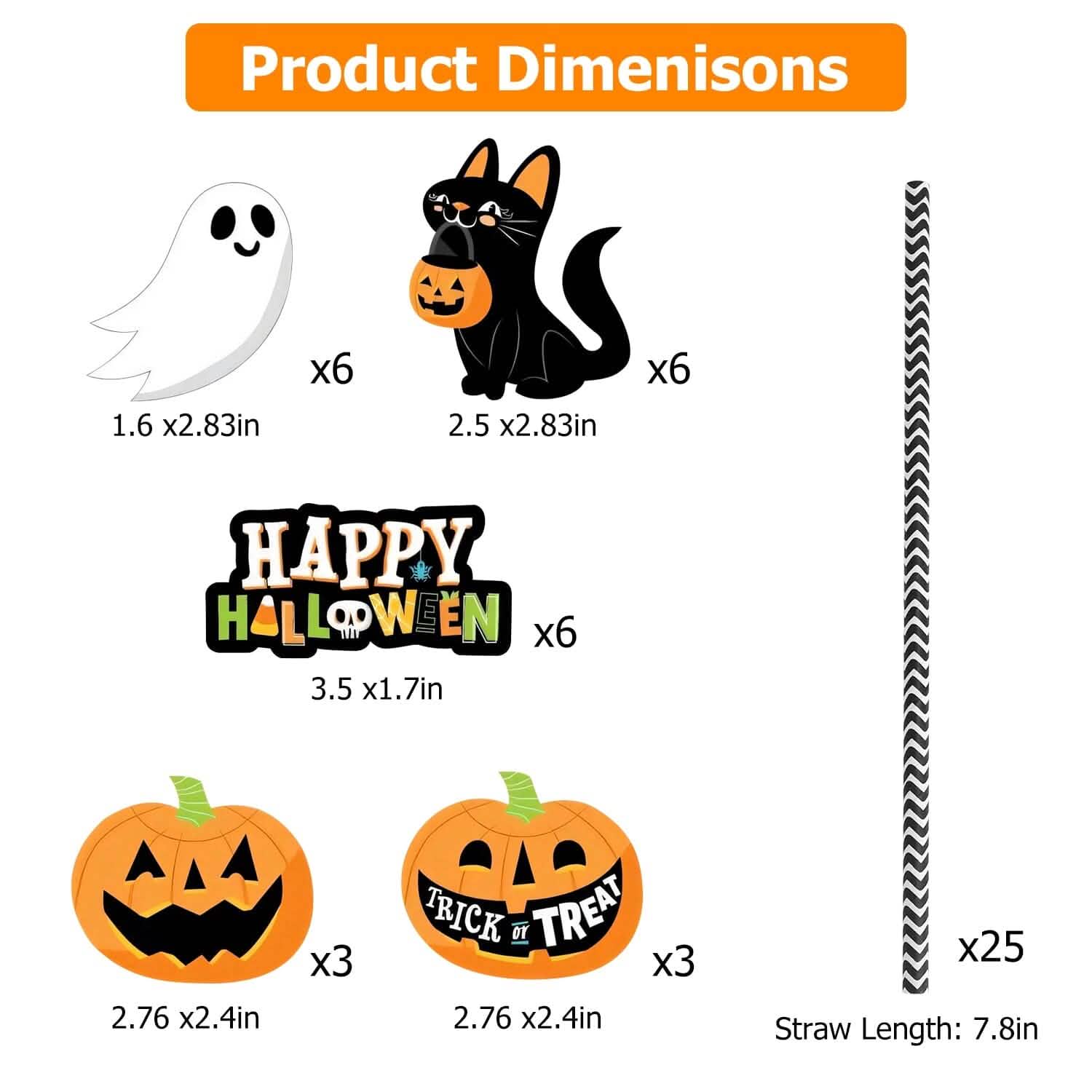 24-Pieces: Halloween Party Striped Decorative Paper Straws DailySale