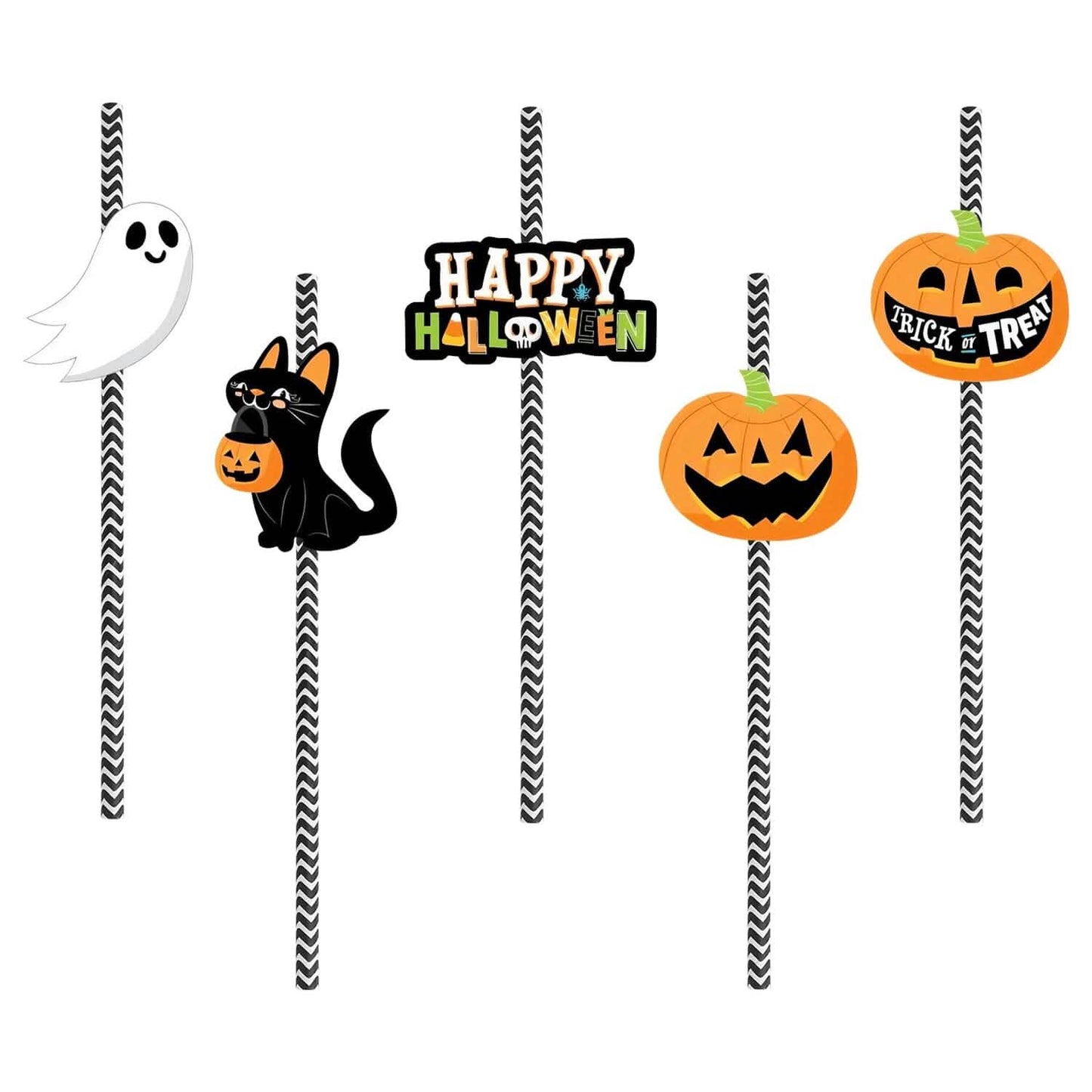 24-Pieces: Halloween Party Striped Decorative Paper Straws DailySale