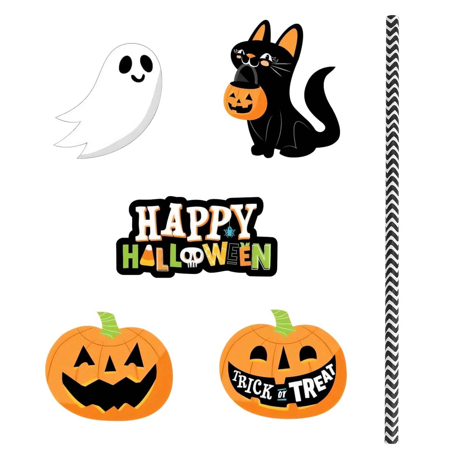 24-Pieces: Halloween Party Striped Decorative Paper Straws DailySale