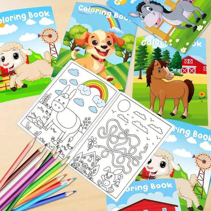 24-Pieces: Mini Coloring Books with 24 Stacking Crayons, Farm Themed DailySale