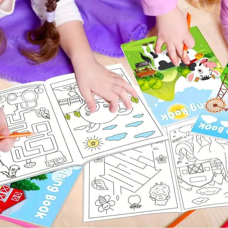 24-Pieces: Mini Coloring Books with 24 Stacking Crayons, Farm Themed DailySale