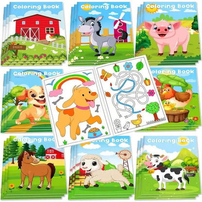 24-Pieces: Mini Coloring Books with 24 Stacking Crayons, Farm Themed DailySale