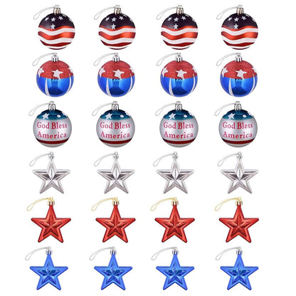 24-Pieces Set: Hanging Ornaments Ball Star Patriotic DailySale