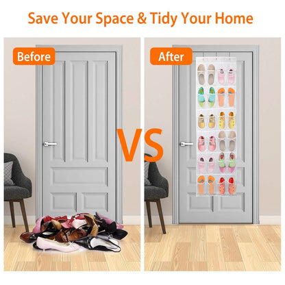 24-Pocket: Over the Door Shoes Rack Crystal Clear Organizer DailySale