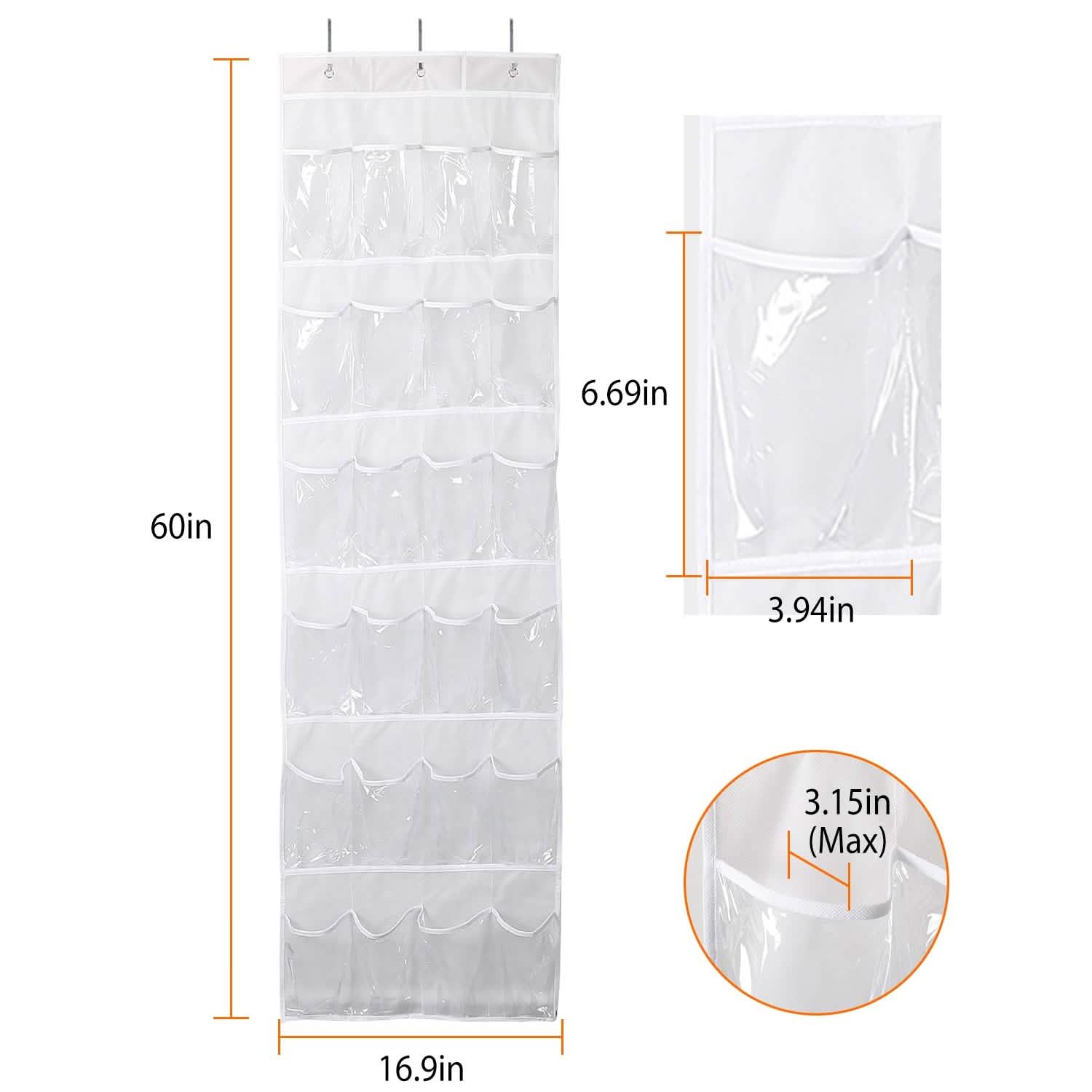 24-Pocket: Over the Door Shoes Rack Crystal Clear Organizer DailySale
