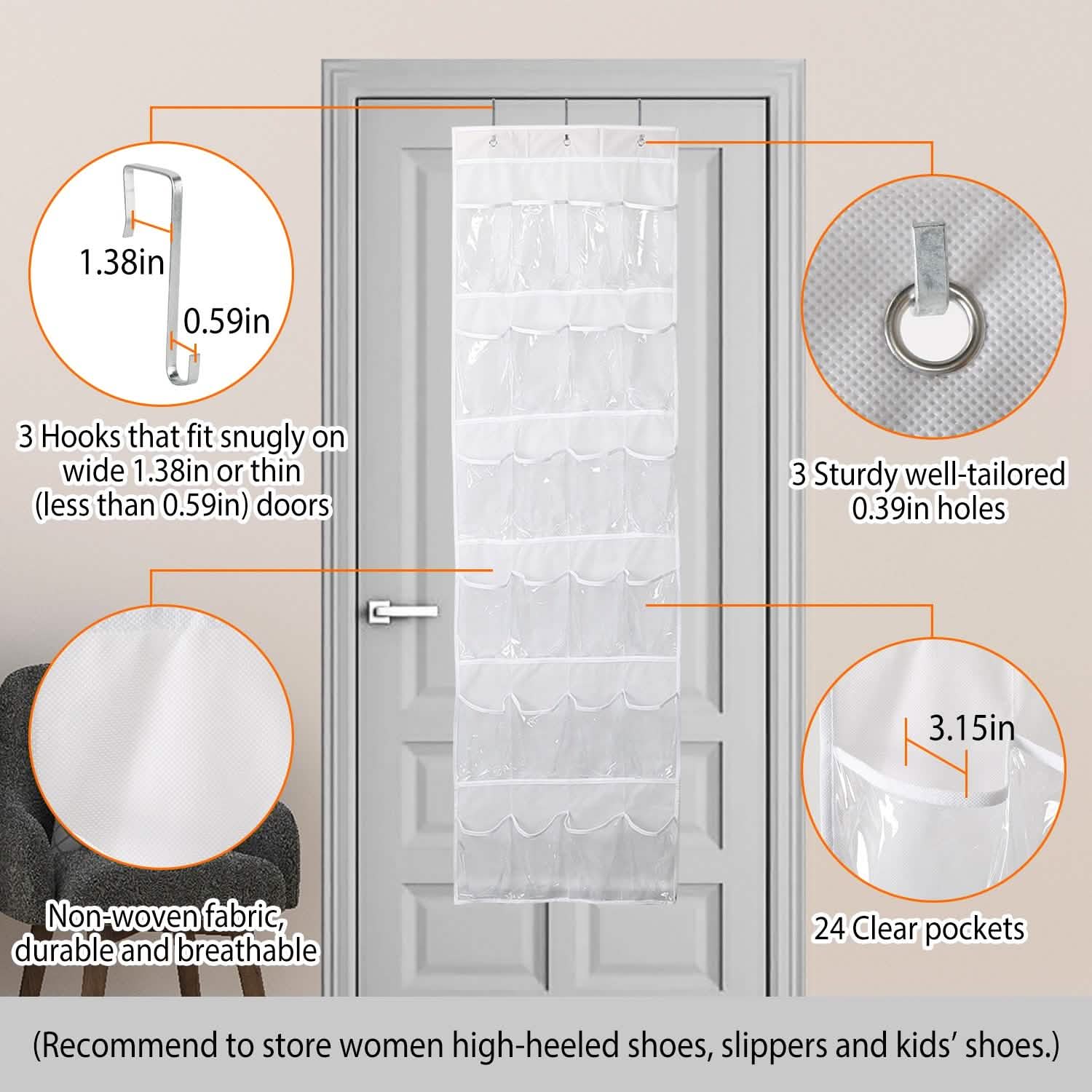 24-Pocket: Over the Door Shoes Rack Crystal Clear Organizer DailySale