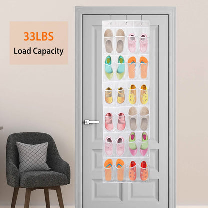 24-Pocket: Over the Door Shoes Rack Crystal Clear Organizer DailySale