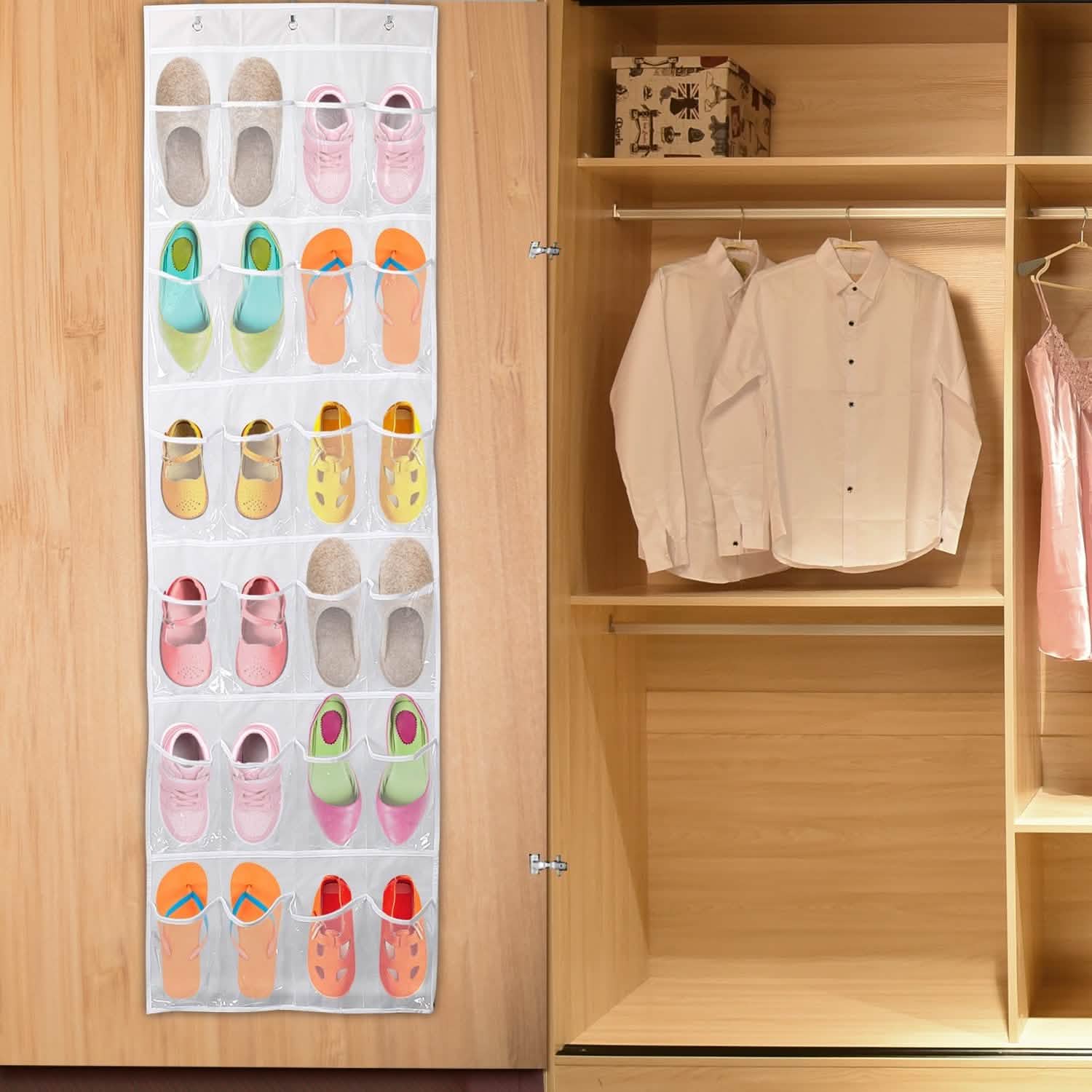 24-Pocket: Over the Door Shoes Rack Crystal Clear Organizer DailySale
