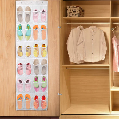 24-Pocket: Over the Door Shoes Rack Crystal Clear Organizer DailySale