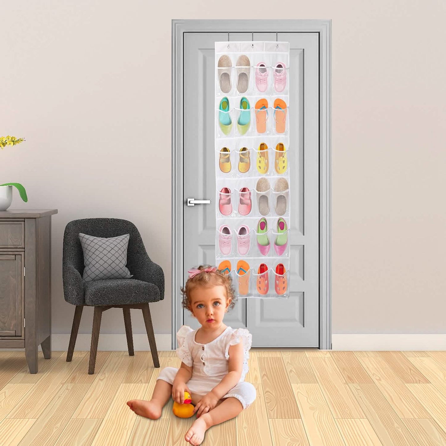24-Pocket: Over the Door Shoes Rack Crystal Clear Organizer DailySale