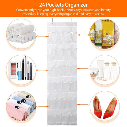 24-Pocket: Over the Door Shoes Rack Crystal Clear Organizer DailySale