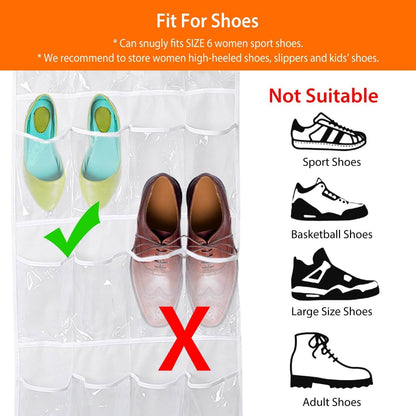 24-Pocket: Over the Door Shoes Rack Crystal Clear Organizer DailySale