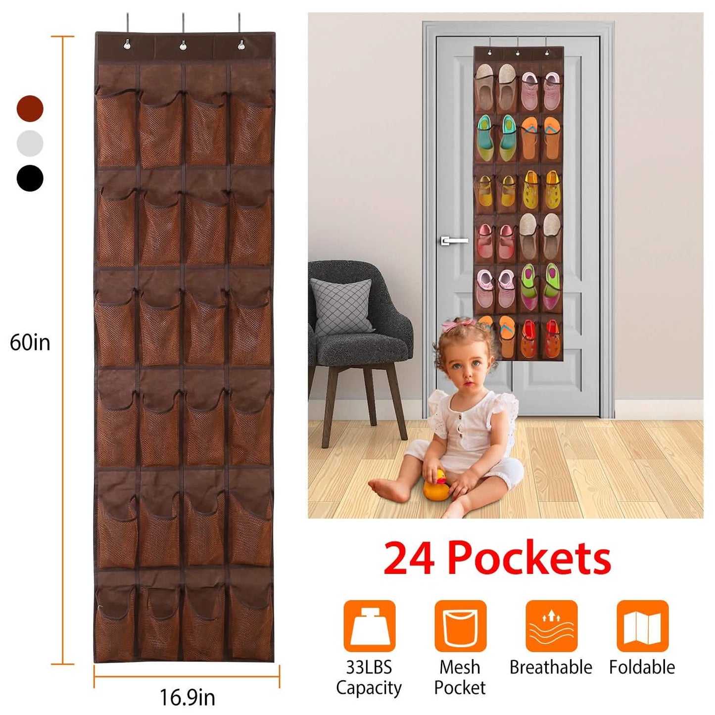 24 Pockets Over the Door Shoe Rack DailySale