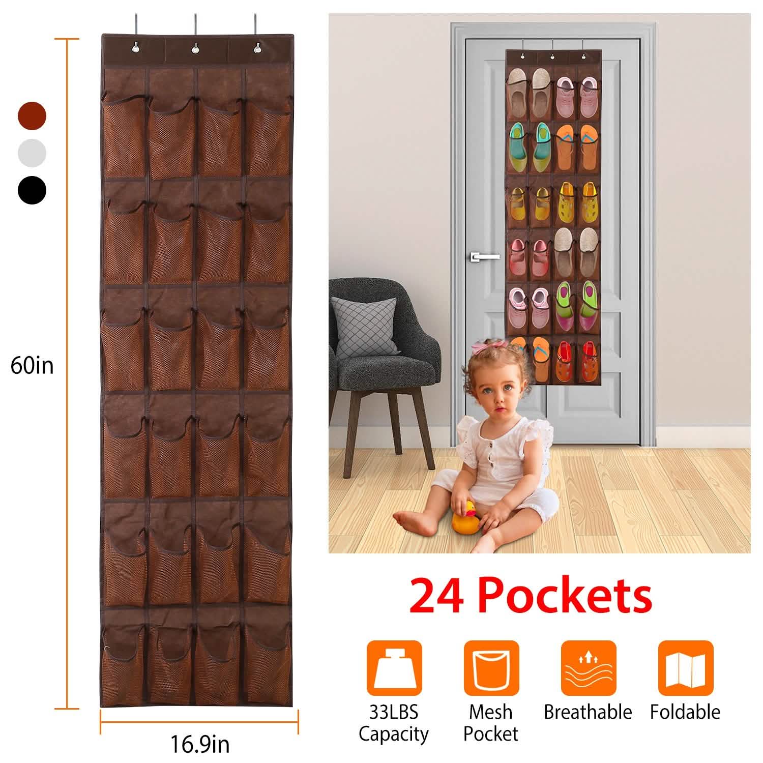 24 Pockets Over the Door Shoe Rack DailySale