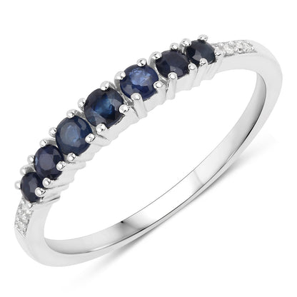 0.45 Carat Genuine Blue Sapphire and White Diamond 14K White Gold Ring Bids.com