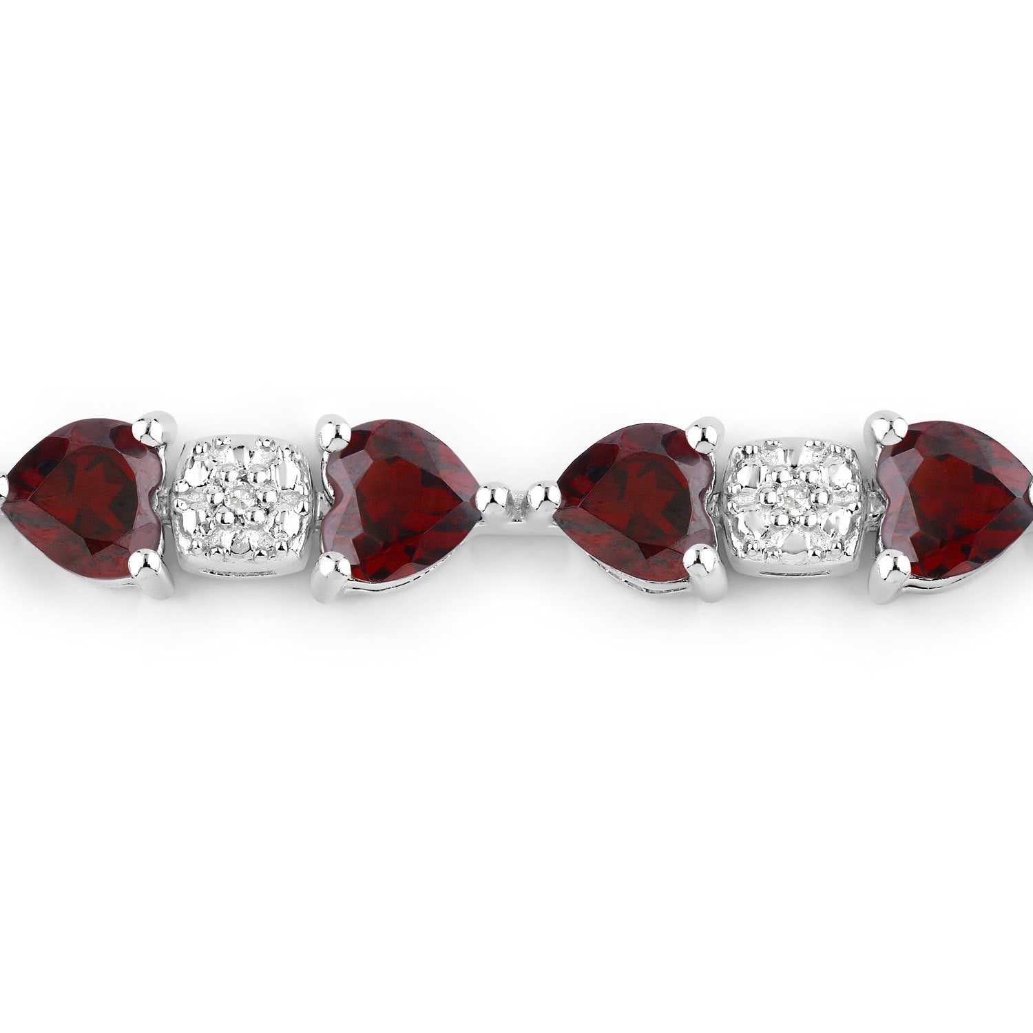 11.10 Carat Genuine Garnet and White Diamond .925 Sterling Silver Bracelet Bids.com