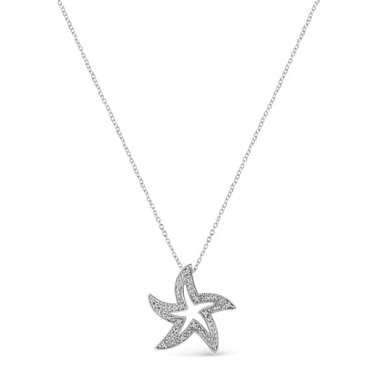 .925 Sterling Silver Prong-Set Diamond Accent Starfish 18" Pendant Necklace (I-J Color, I1-I2 Clarity) Bids.com