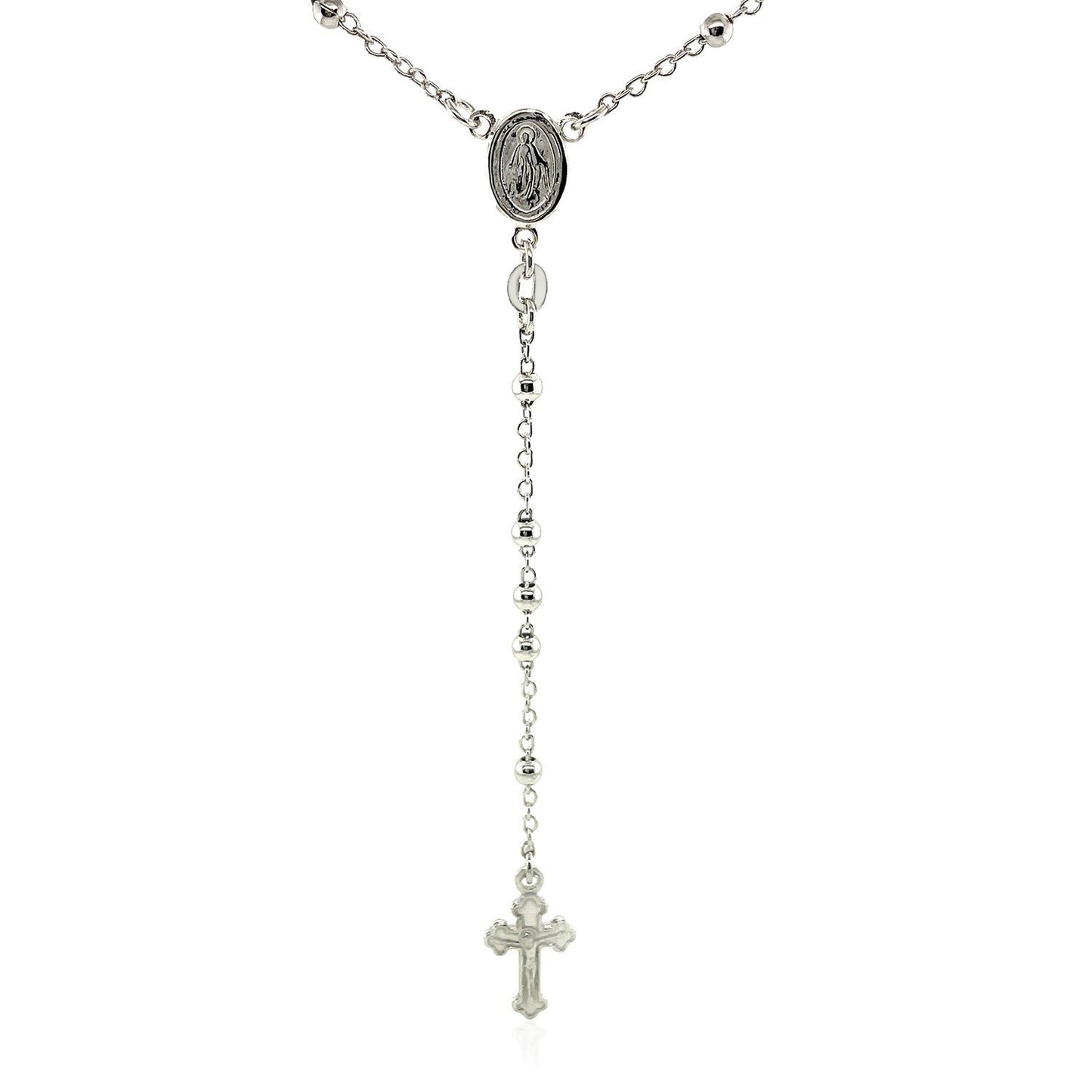 Fine Rosary Chain and Bead Necklace in Sterling Silver Bids.com
