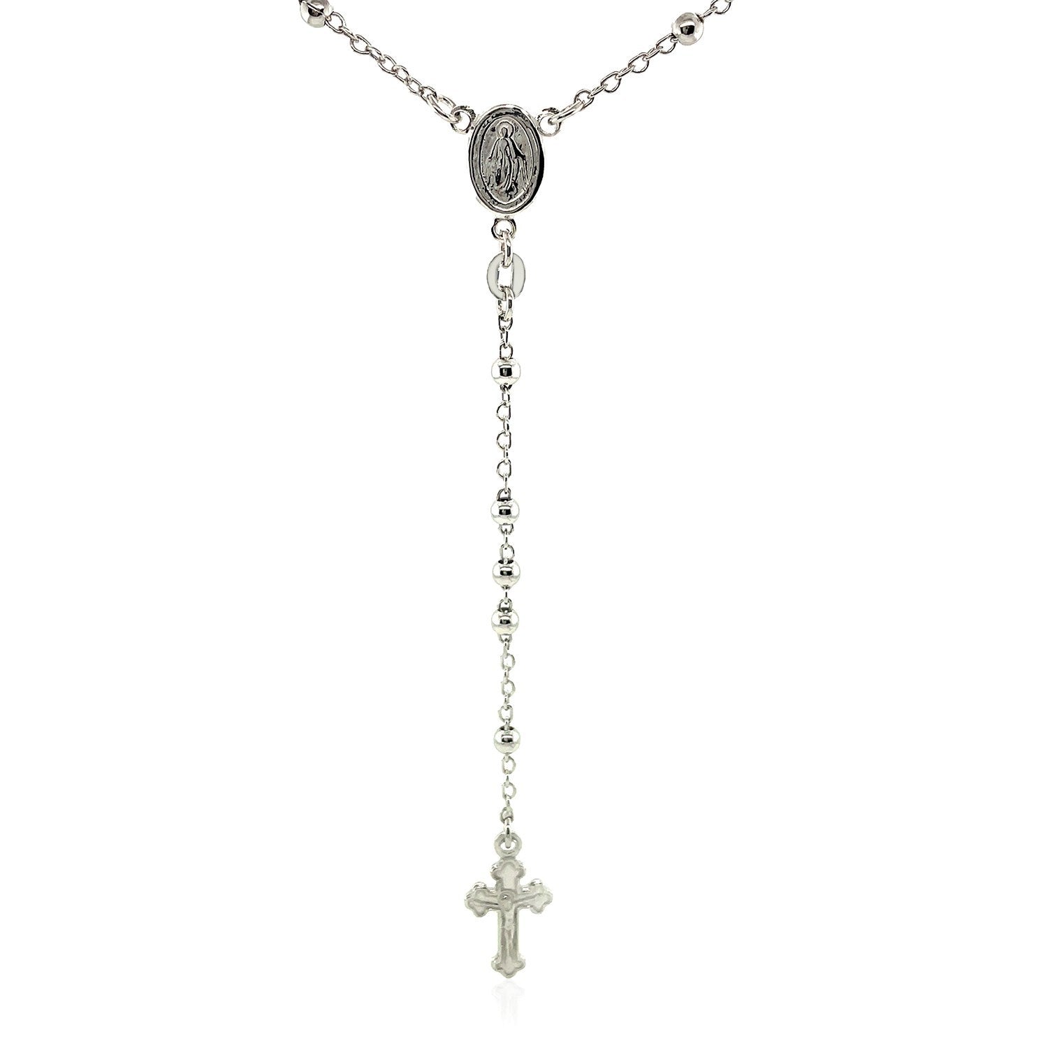 Fine Rosary Chain and Bead Necklace in Sterling Silver Bids.com