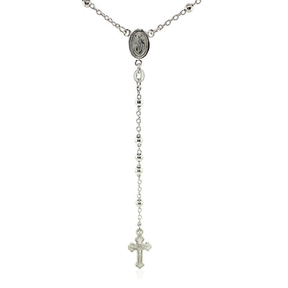 Fine Rosary Chain and Bead Necklace in Sterling Silver Bids.com